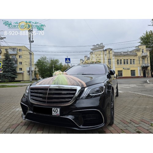 Свадебные украшения на авто "Фисташка-Персик"